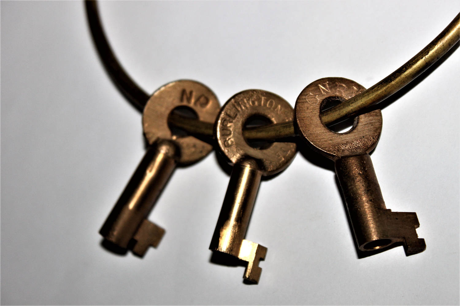 Vintage Railroad Conductors Brass Keyring with Three Brass Hollow