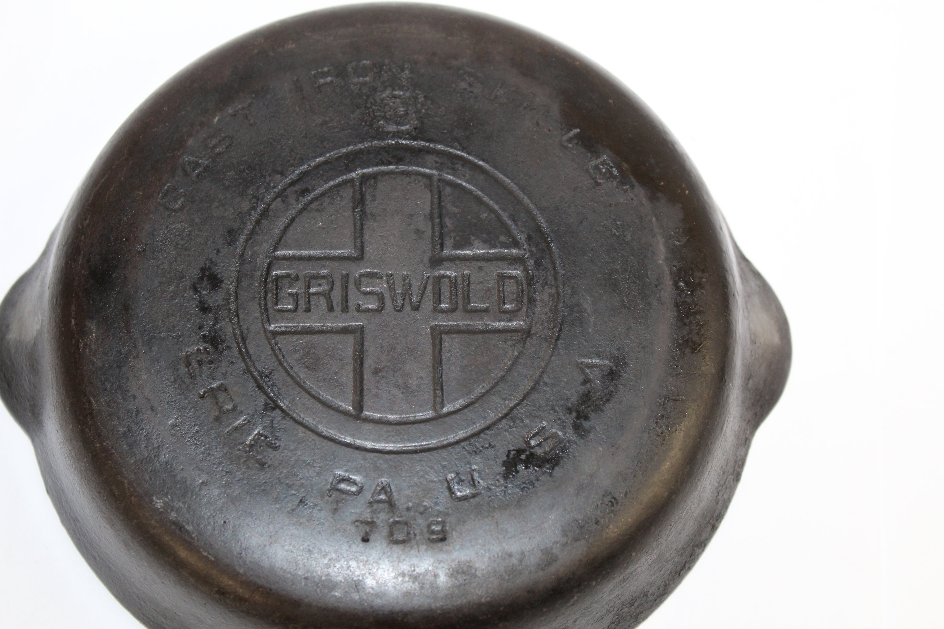 RARE Griswold Erie Pa Usa 10 779 Large Block Logo Deep Skillet Circa 1920  1940 