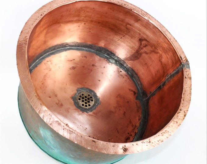 Antique American-Made Copper Saloon Sink - Antique Barware for Saloon, Tavern, or Home Pub Decor