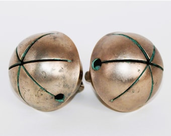 Two Antique Sleigh Bells, Solid Brass