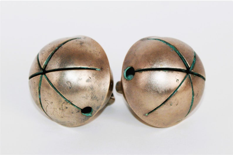 Two Antique Sleigh Bells, Solid Brass image 1