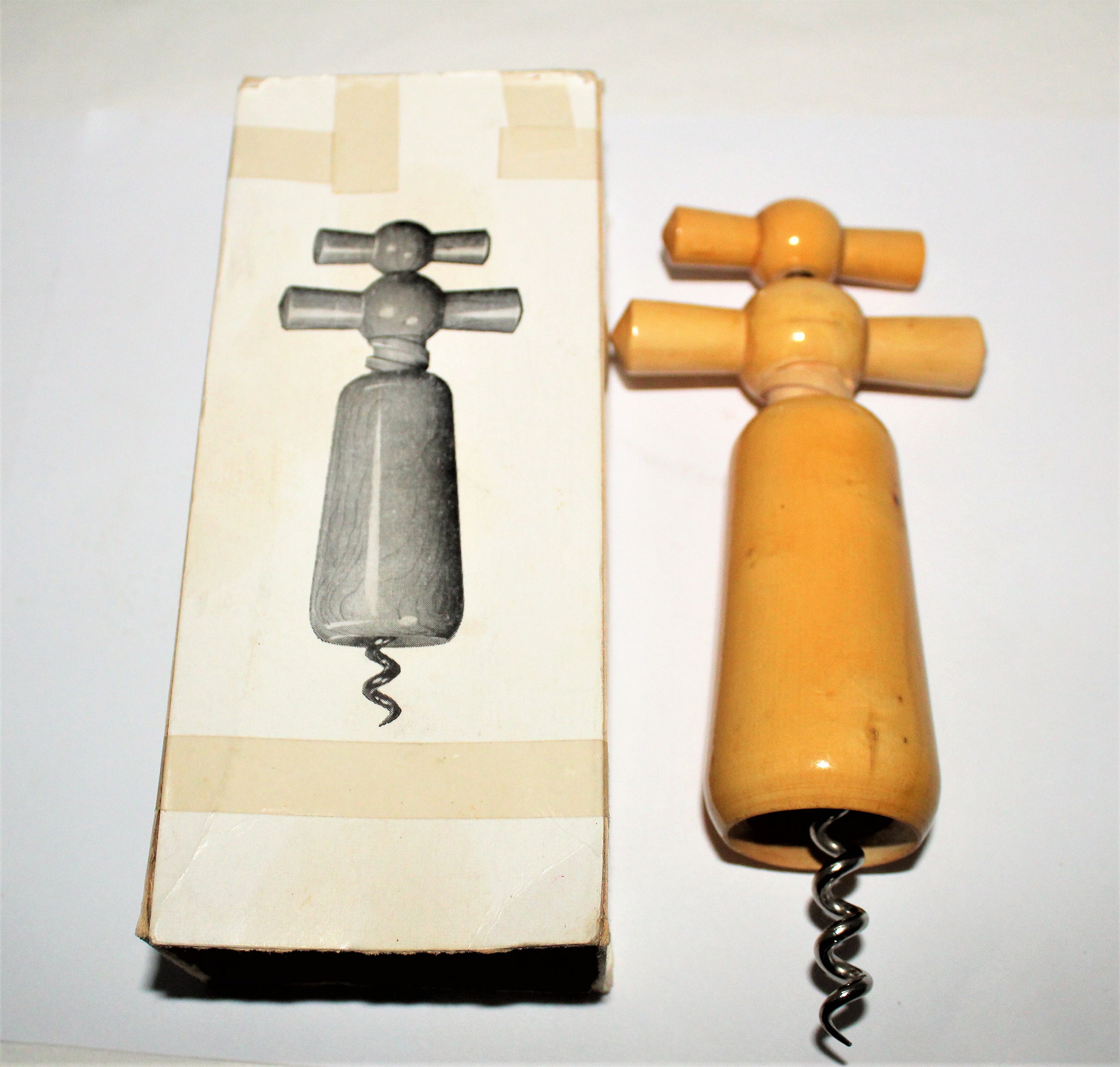 1970s French Double Action Wood Corkscrew