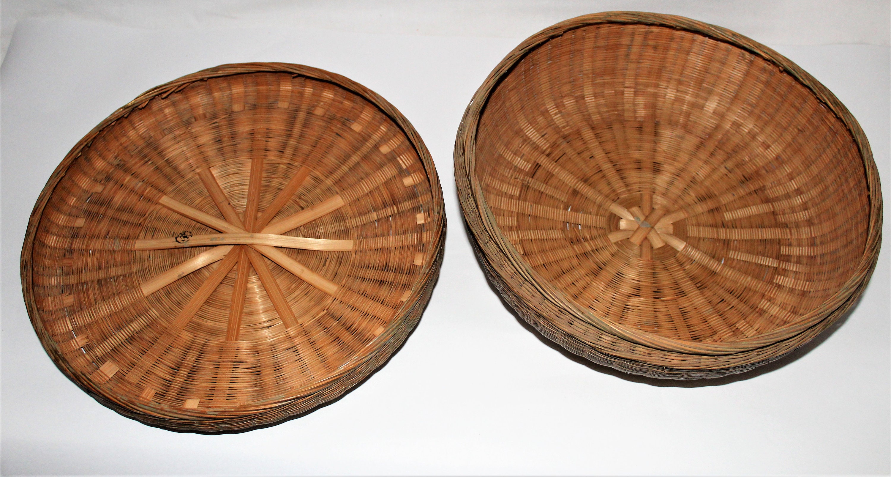 Rare 1920s Chinese Tea or Sewing Basket with Gesso / Barbola Work on Lid