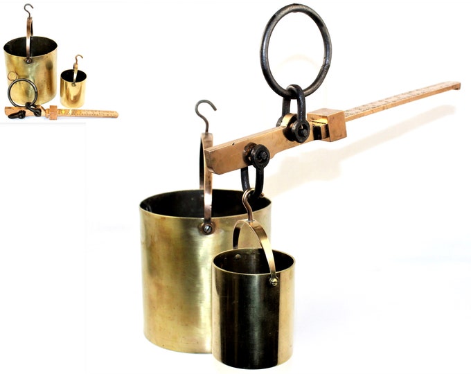 Vintage Brass Chondrometer: Hanging Grain Scale for Wheat Density Measurement - Antique Farm Tool