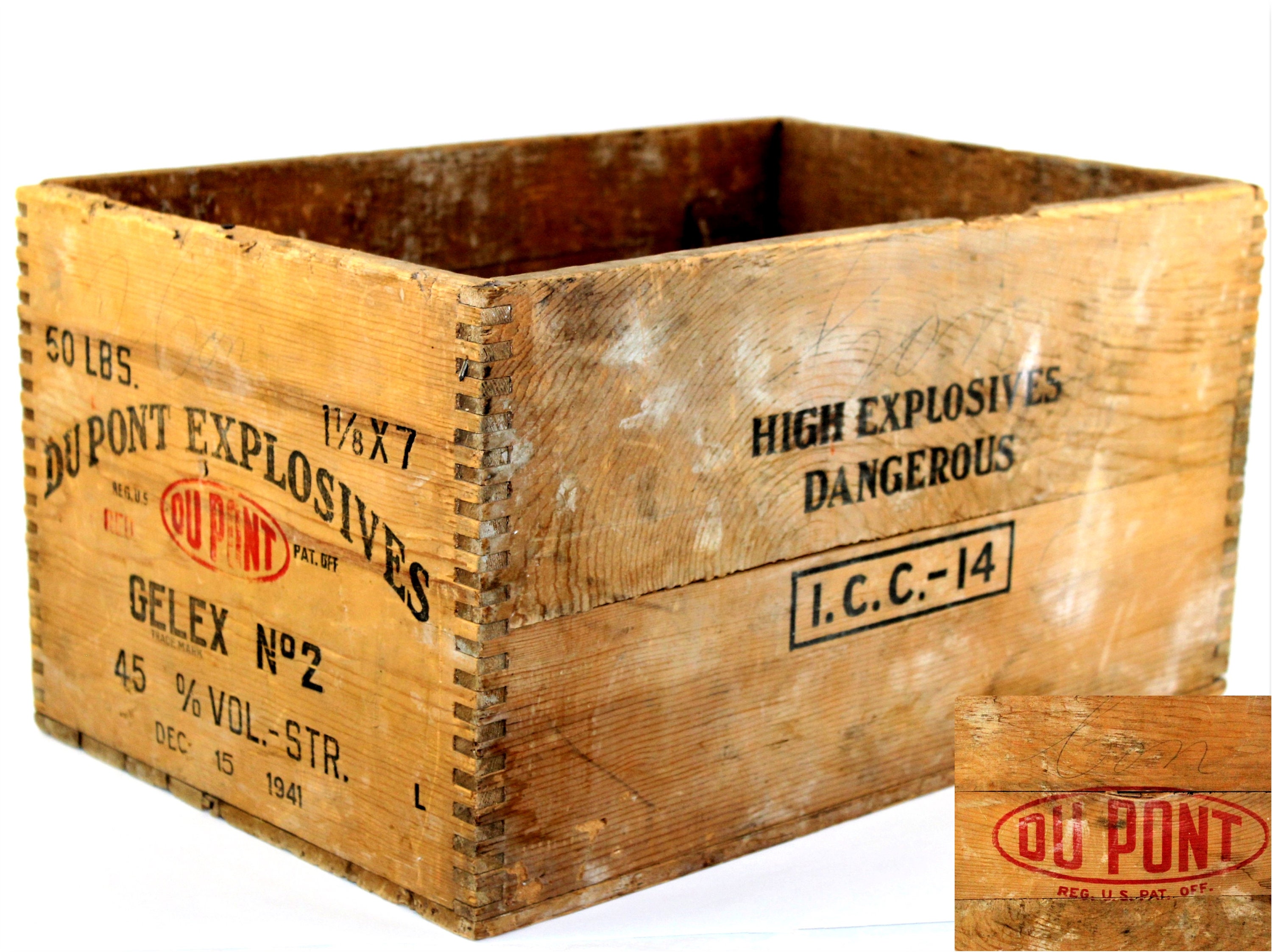 1941 Dupont Explosives Wood Shipping Crate Explosives Crate