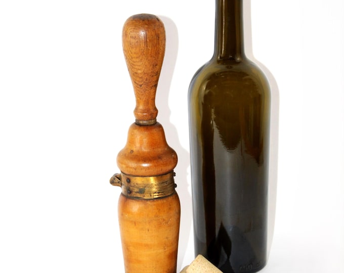 Antique Wooden Bottle Corker, Winery Tool for Wine Enthusiasts
