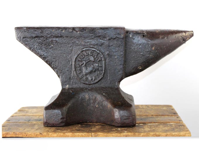 Vintage 50-pound Vulcan Blacksmith Anvil - Antique American-Made Metal Forging Tool for Farriers