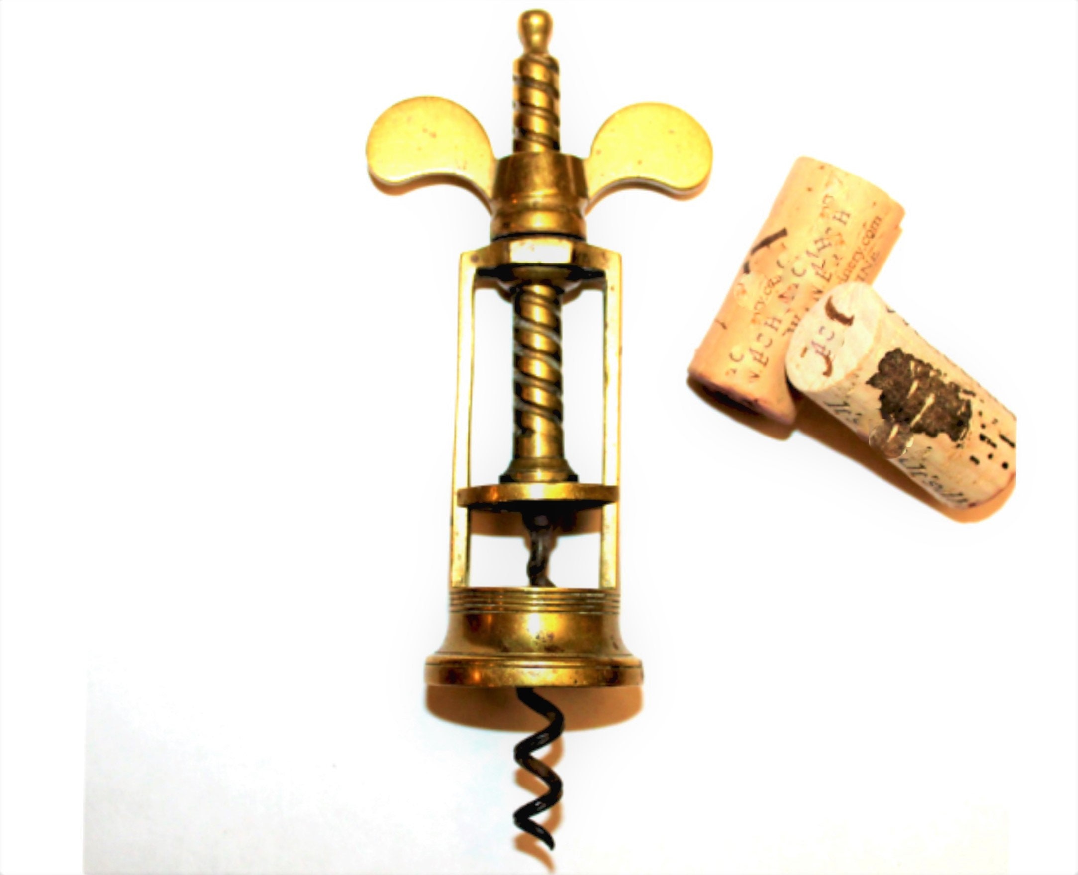 Antique Corkscrew, Farrow & Jackson Type Corkscrew, Brass Wing Nut Corkscrew,  Wine Bottle Opener