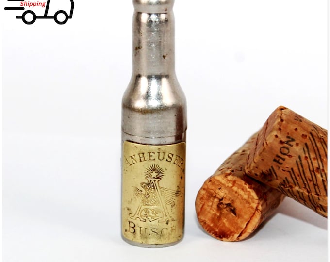 Antique 1890s, Anheuser Busch Bottle with Hidden Corkscrew, Breweriana, Beer Advertising