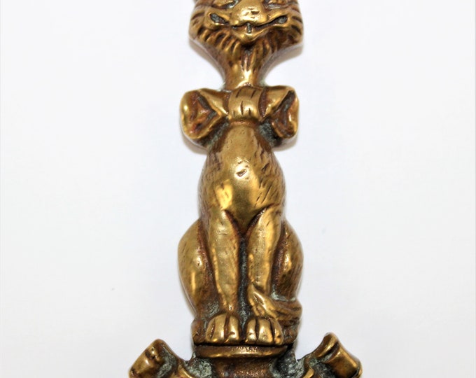Antique Brass Figural Corkscrew, Cheshire Cat Corkscrew, Wine Bottle Opener