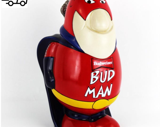 Vintage Budweiser Bud Man Ceramic Beer Mug Collectible Barware Breweriana