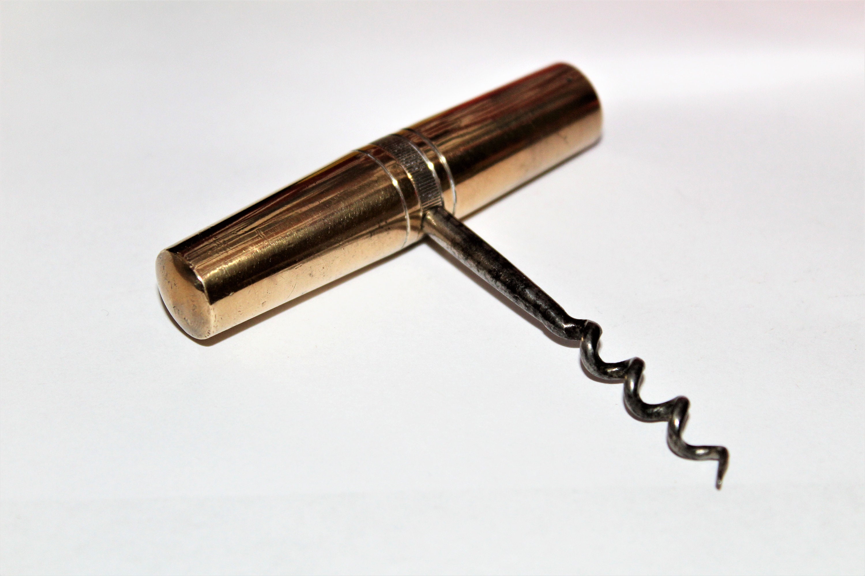 Antique German Brass Roundlet Travel MultiTool with Corkscrew