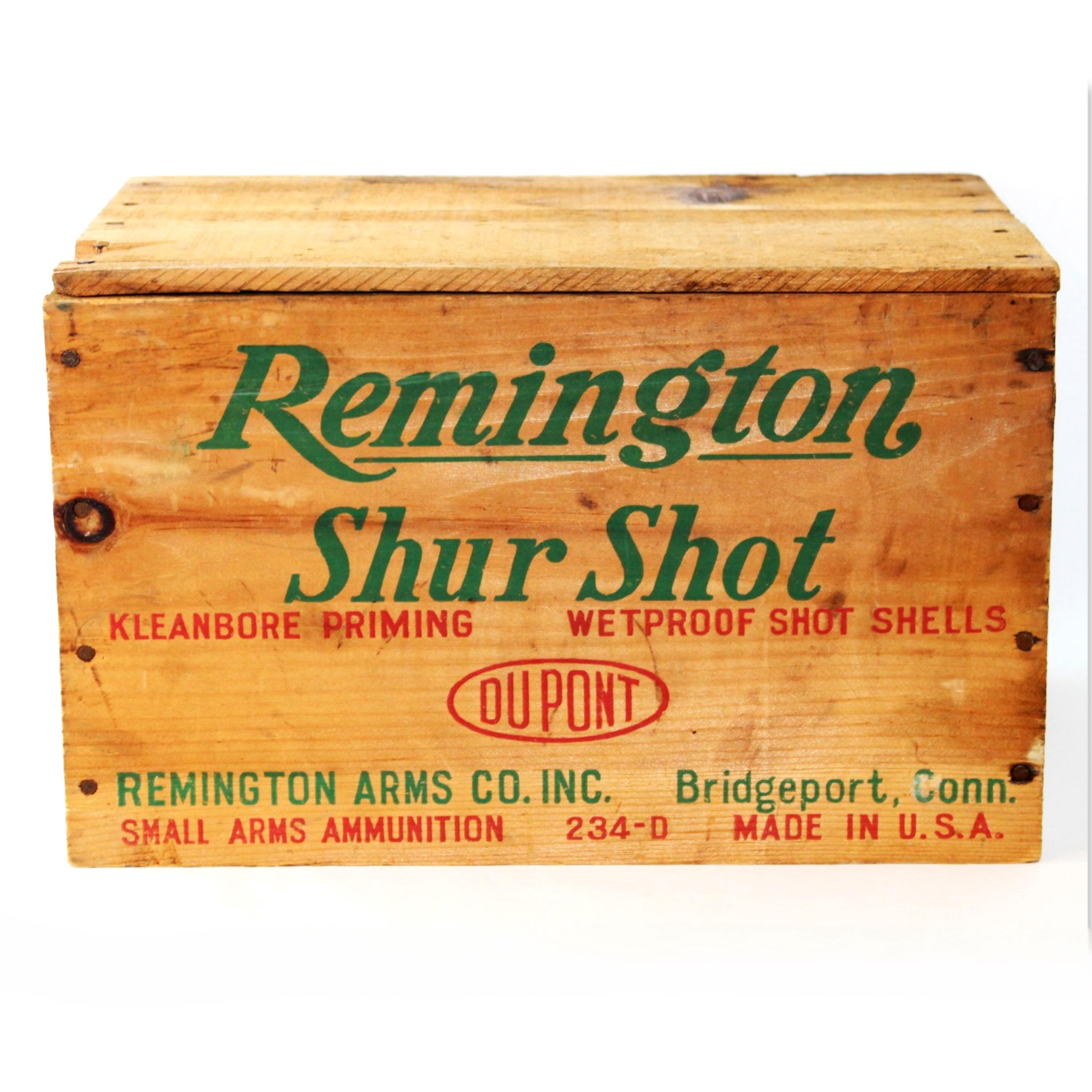Vintage Remington Shur Shot Wooden Ammunition Crate - Rustic Decor