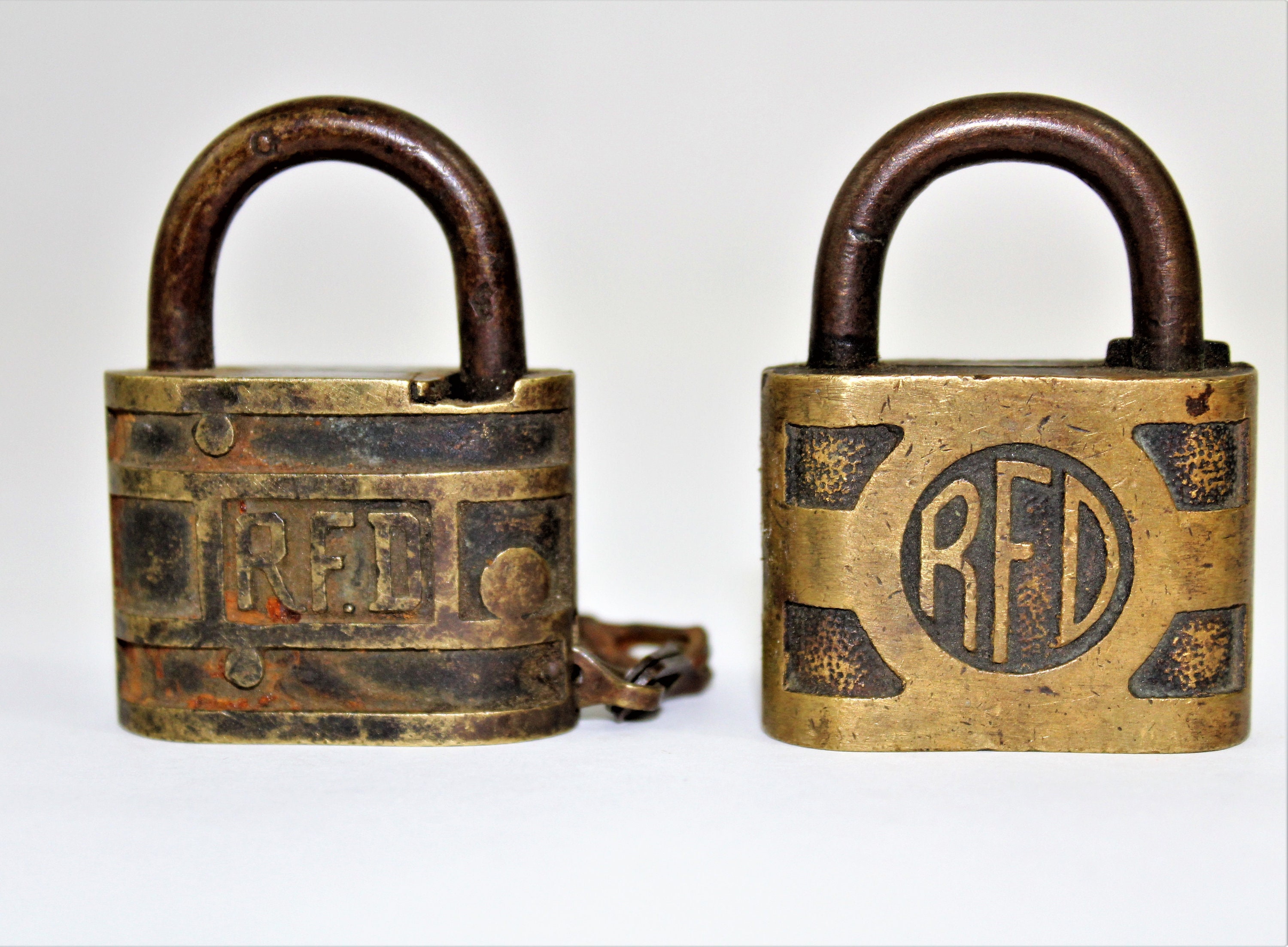 Vintage, Brass Padlocks, Rural Free Delivery, Postal Service Locks, RFD