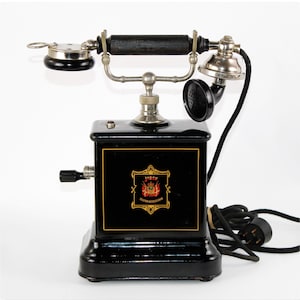 Antique 1914 Danish Telephone, Hand Crank Phone