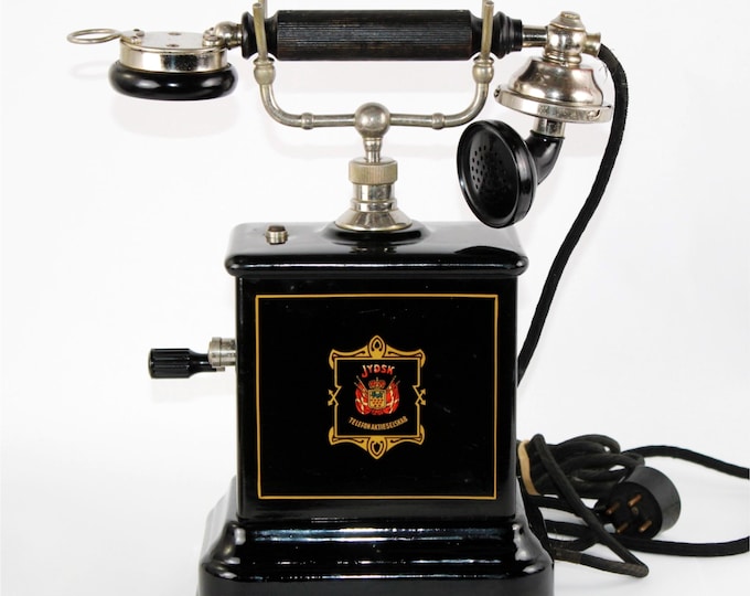 Antique 1914 Danish Telephone, Hand Crank Phone