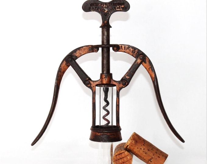 Antique 1888 James Heeley A1 Double Lever Corkscrew, Wine Bottle Opener