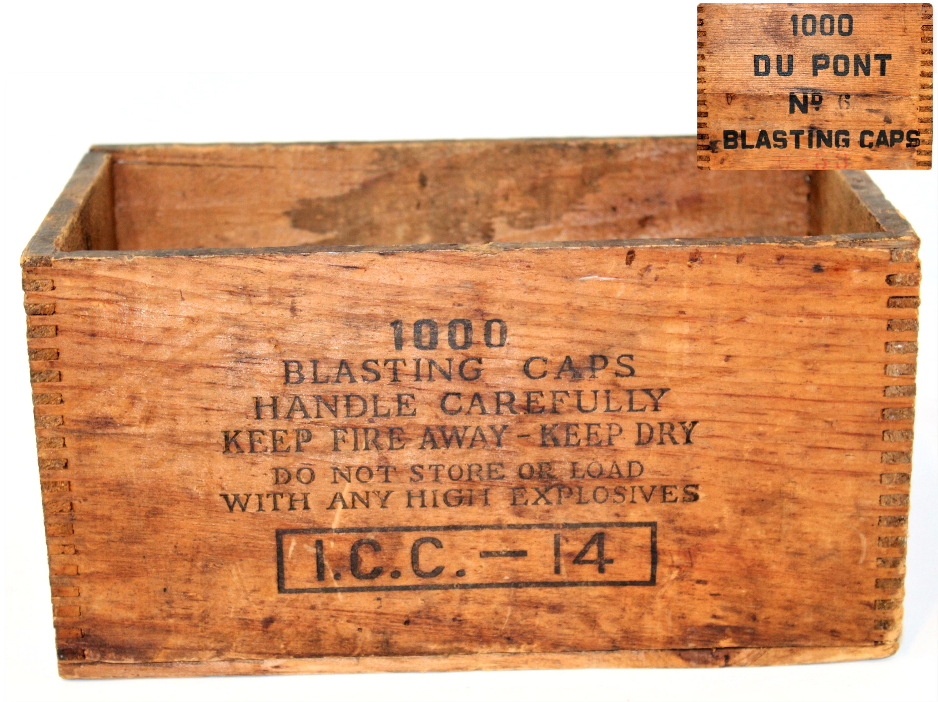 Antique Blasting Caps Wood Crate