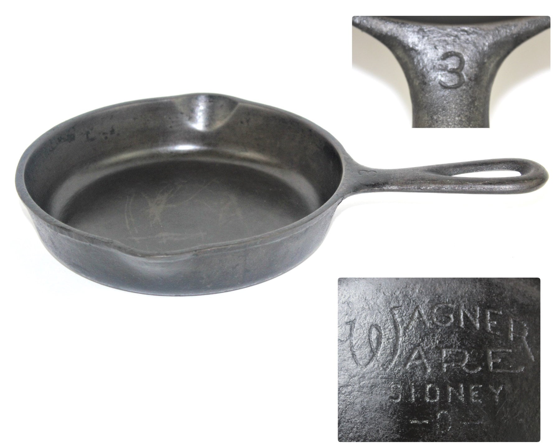 WAGNER Ware Sidney 0 Cast Iron 6 1/2 Skillet, #3, 1053T