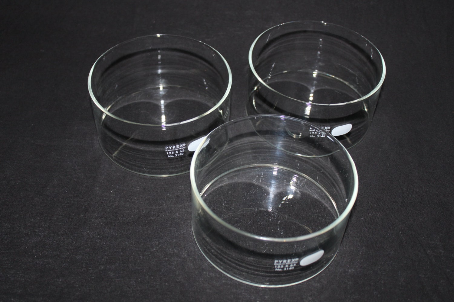 Laboratory Glassware, Pyrex Crystallizing Dish 125x65 PN 3140 Made in