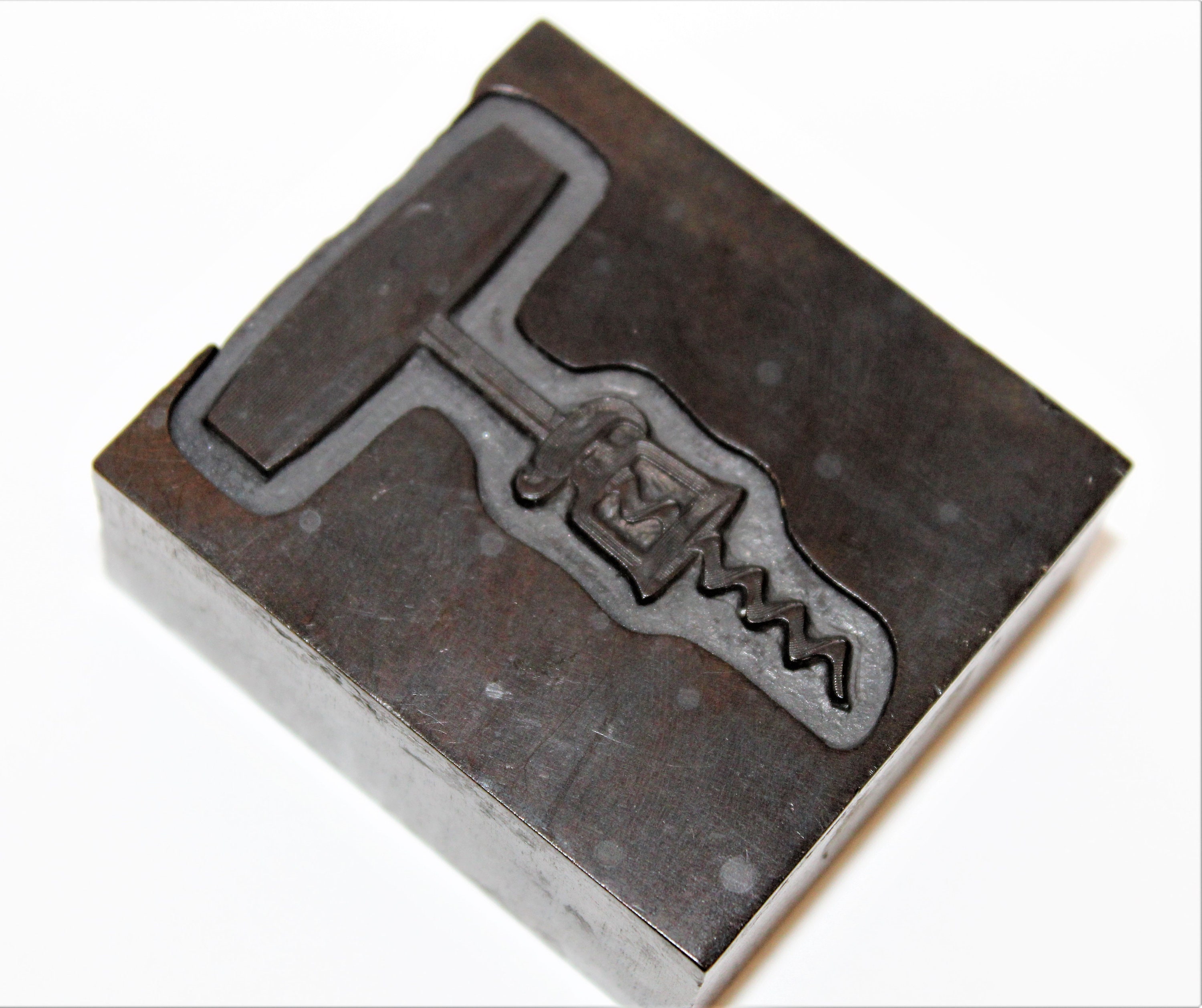 Antique Letterpress Corkscrew Printers Blocks, Letterpress Block