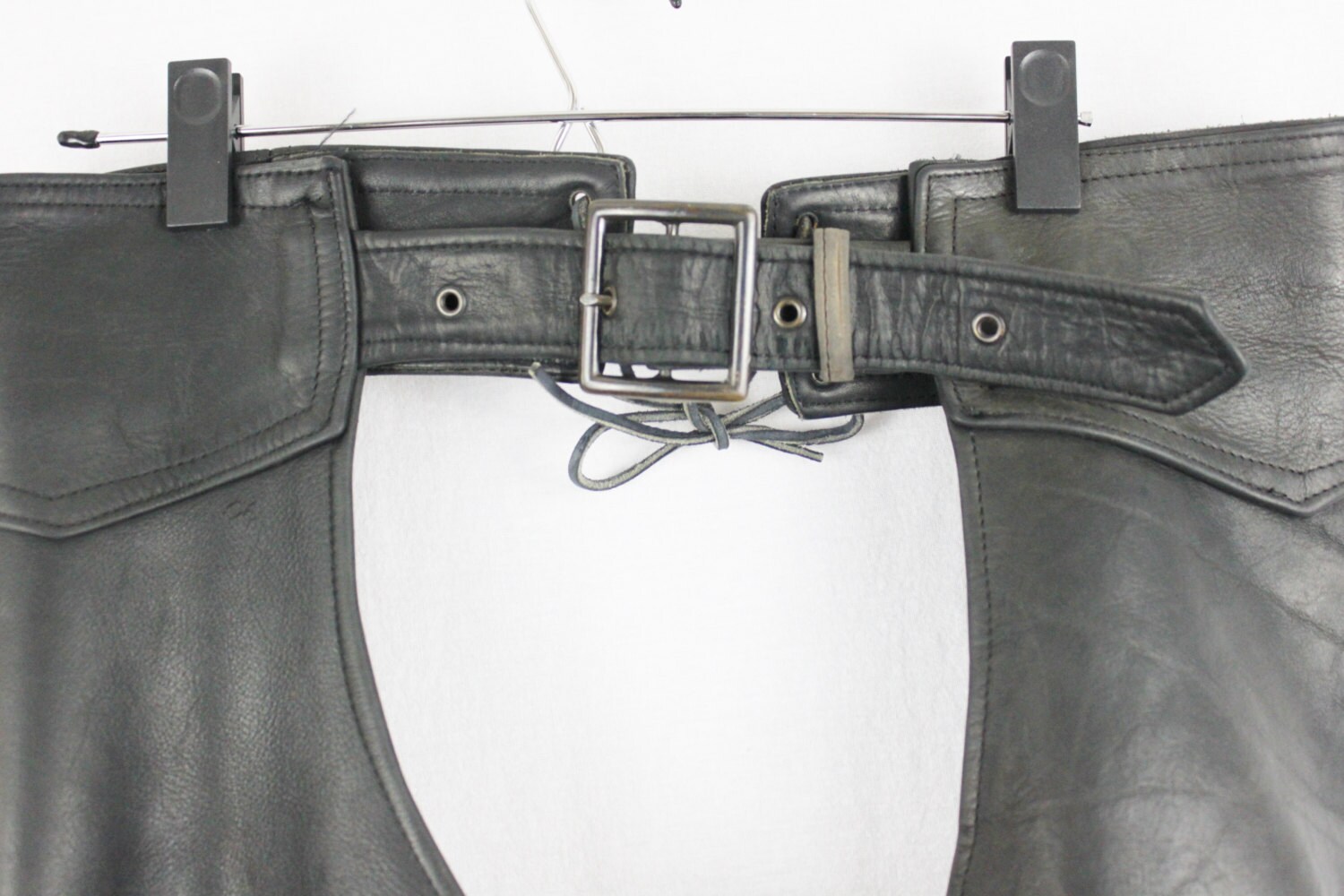 Classic Leather Biker Chaps, Heavy Weight Black, Made in the USA, Natal