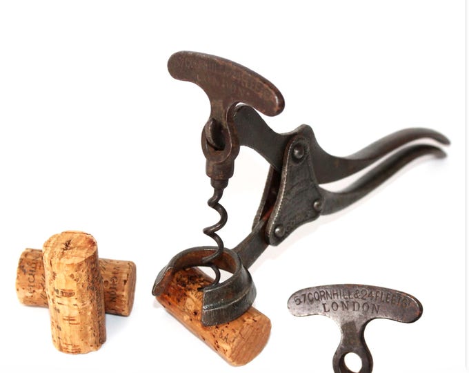 Antique 1855 LONDON LEVER Corkscrew, LUND Single Lever Corkscrew, Wine Bottle Opener