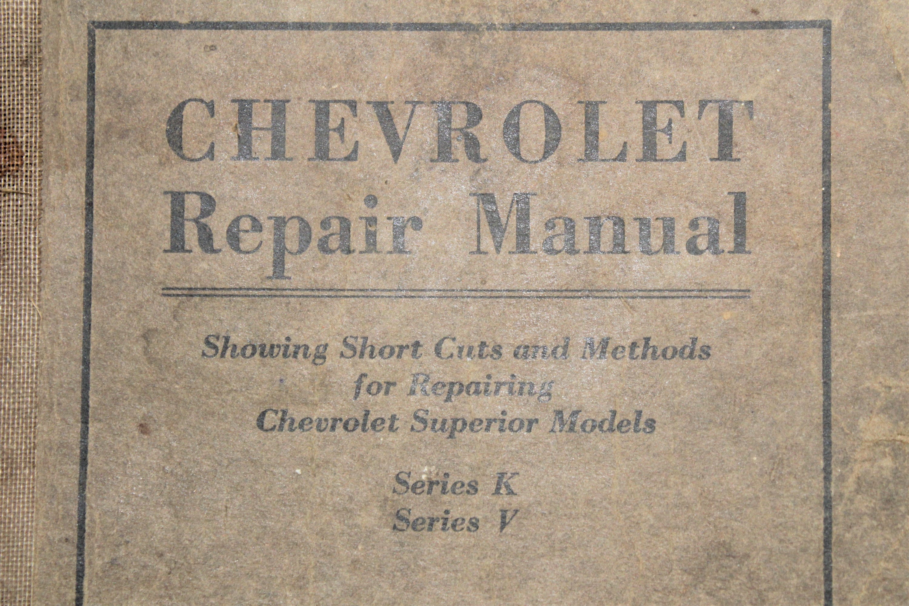 Original 1926 Chevrolet Repair Manual Series K & Series V Models