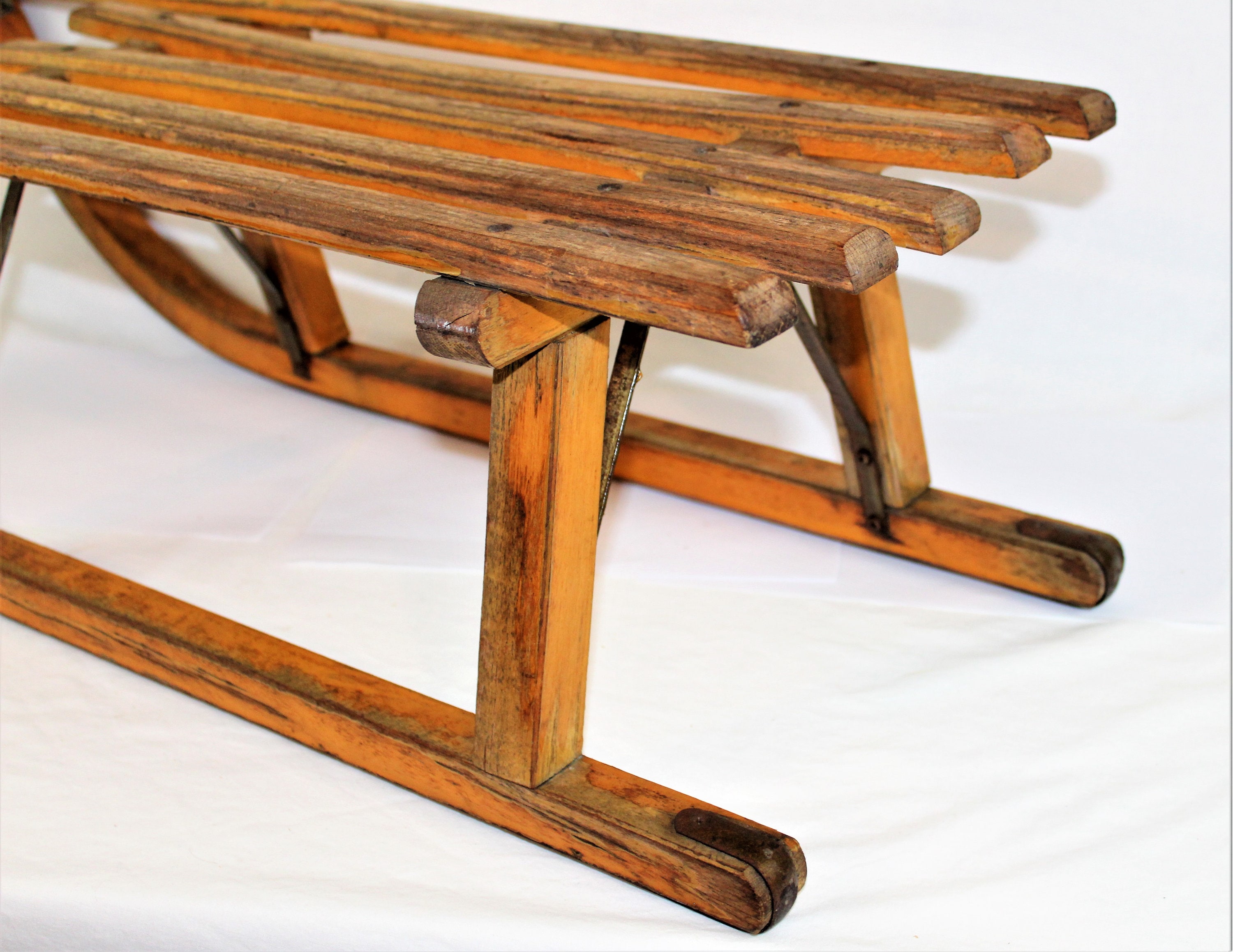 Vintage Davos Sledge / Wood Snow Sled / Front Porch Decor Vintage Davos Sledge / Wood Snow Sled / Front Porch Decor