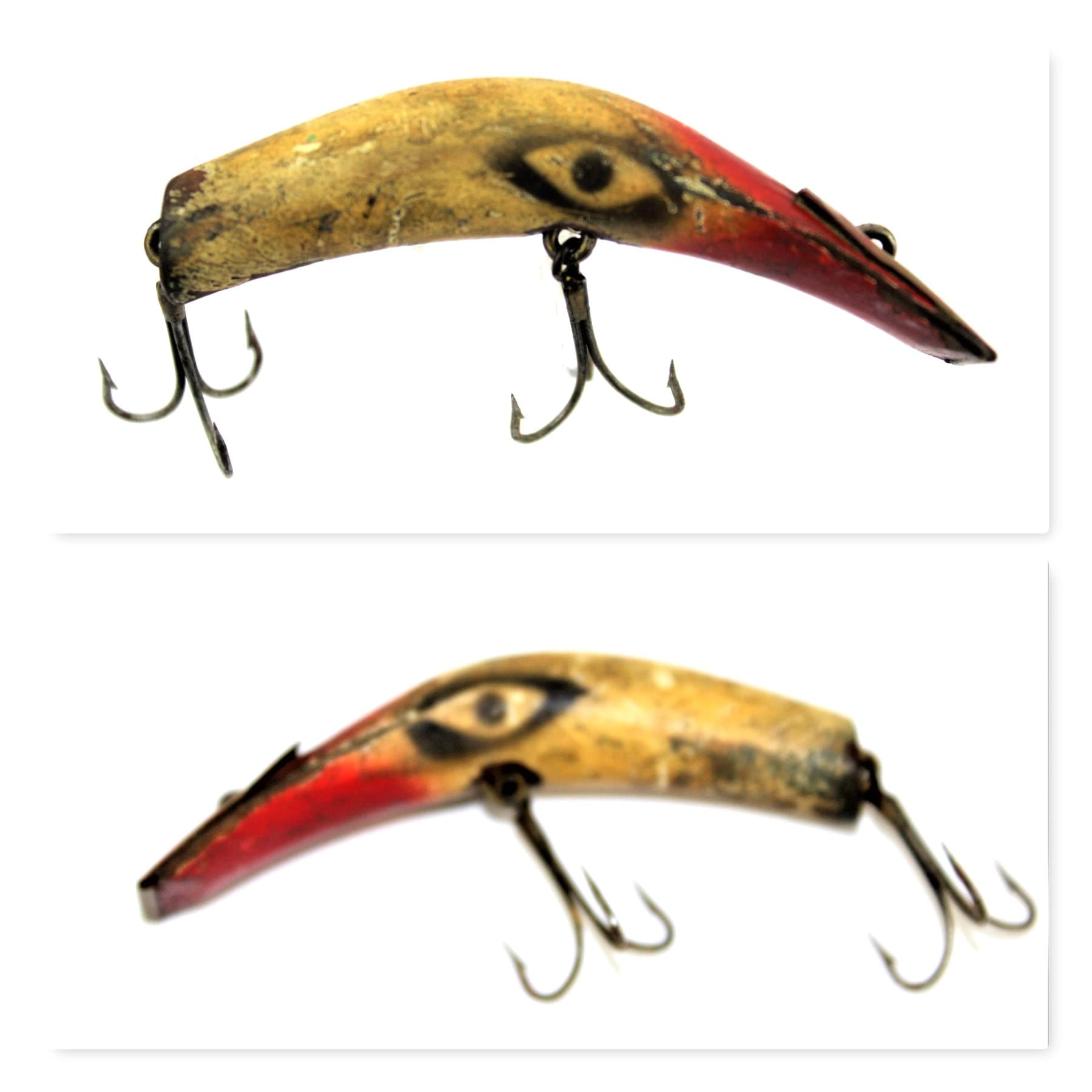 Vintage Fishing Lures, Seven Wooden Fishing Lures