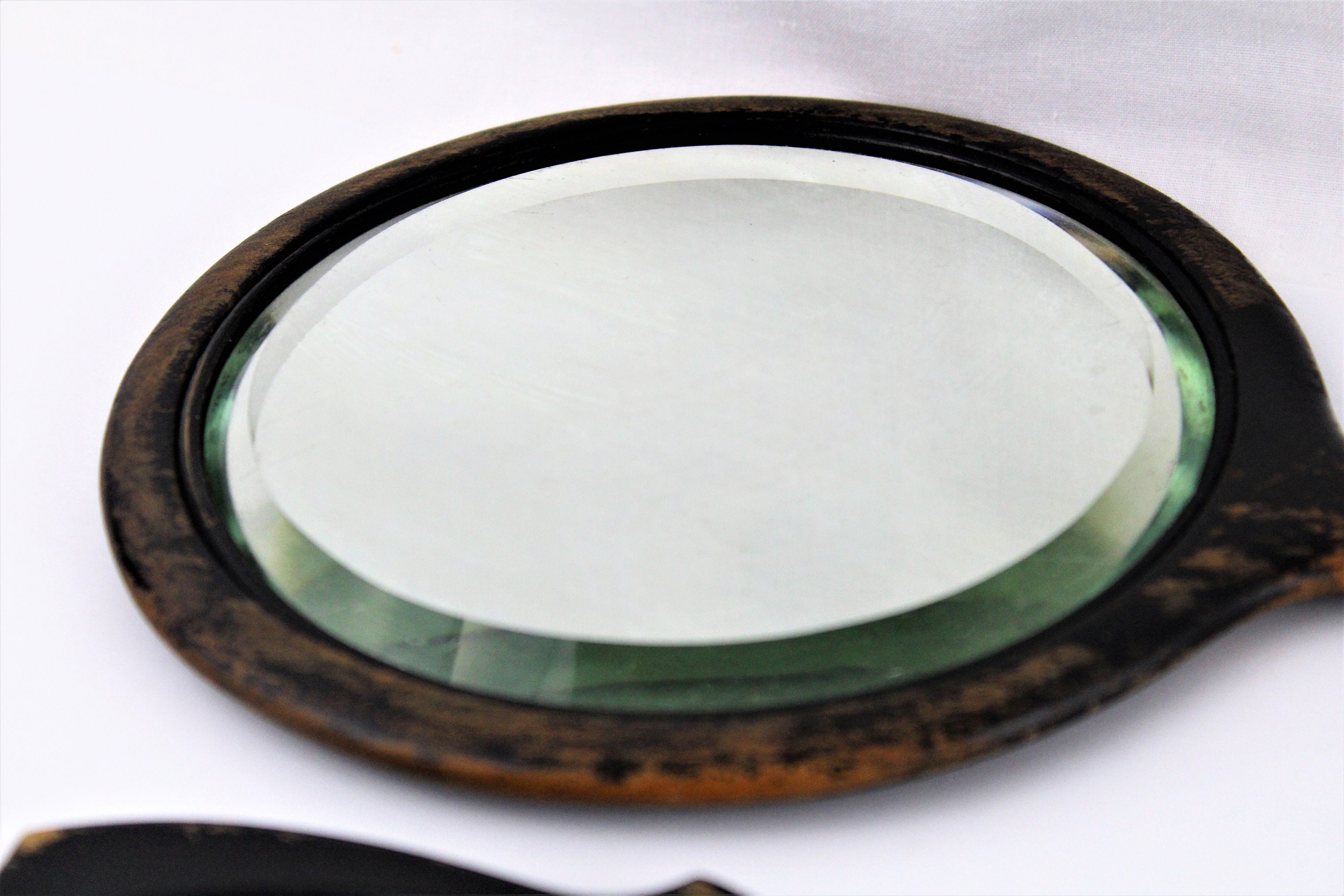 Antique Pair of Wood Frame Hand Mirrors