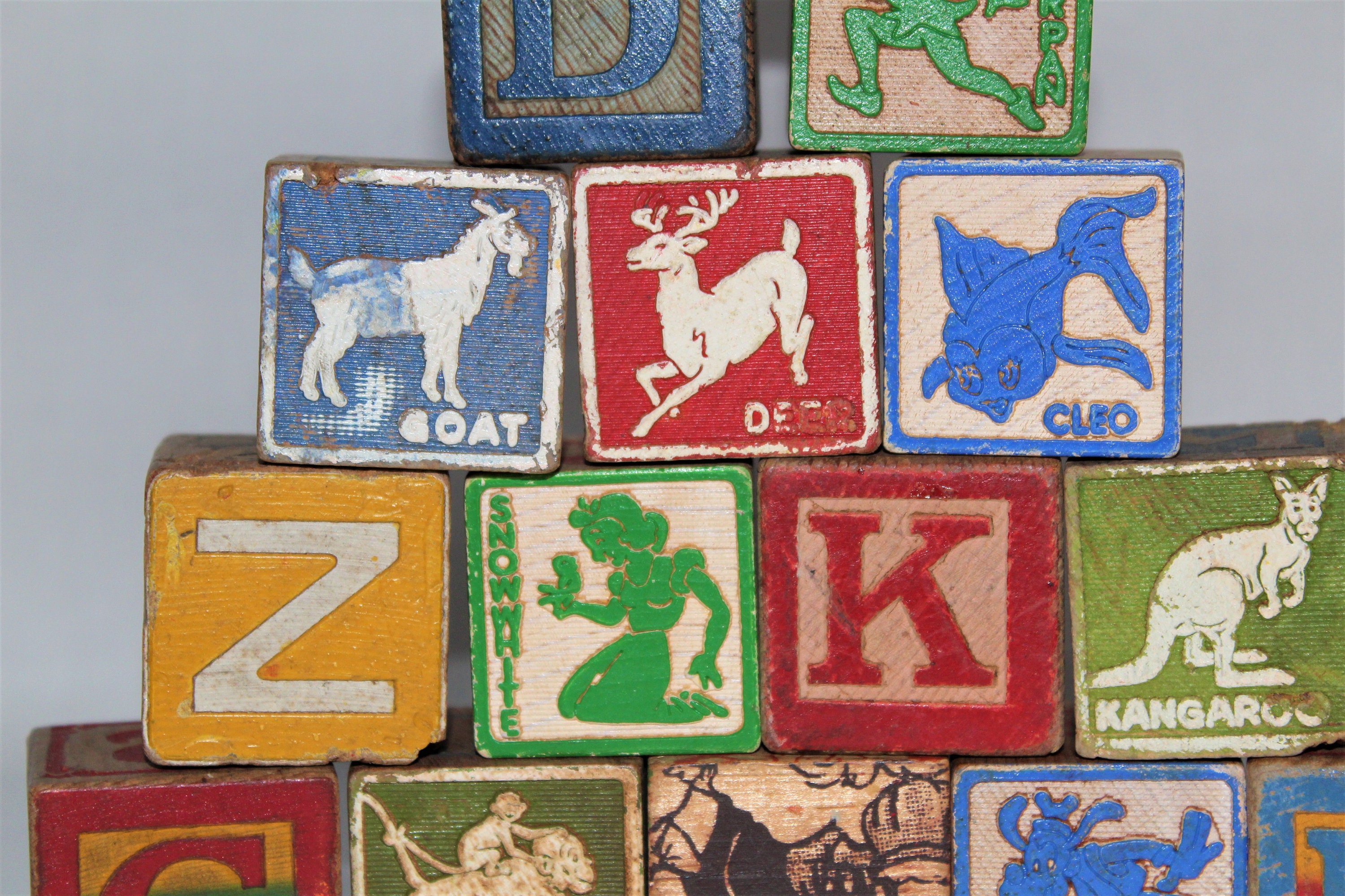 Vintage Collection of Large Children’s Wooden Letter blocks, Disney