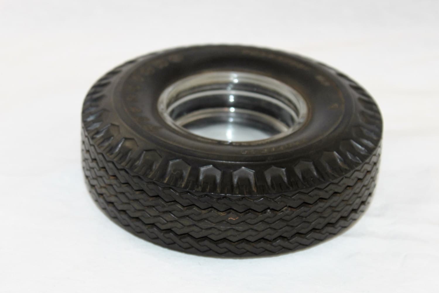 Vintage Firestone Tire Glass & Rubber Ashtray