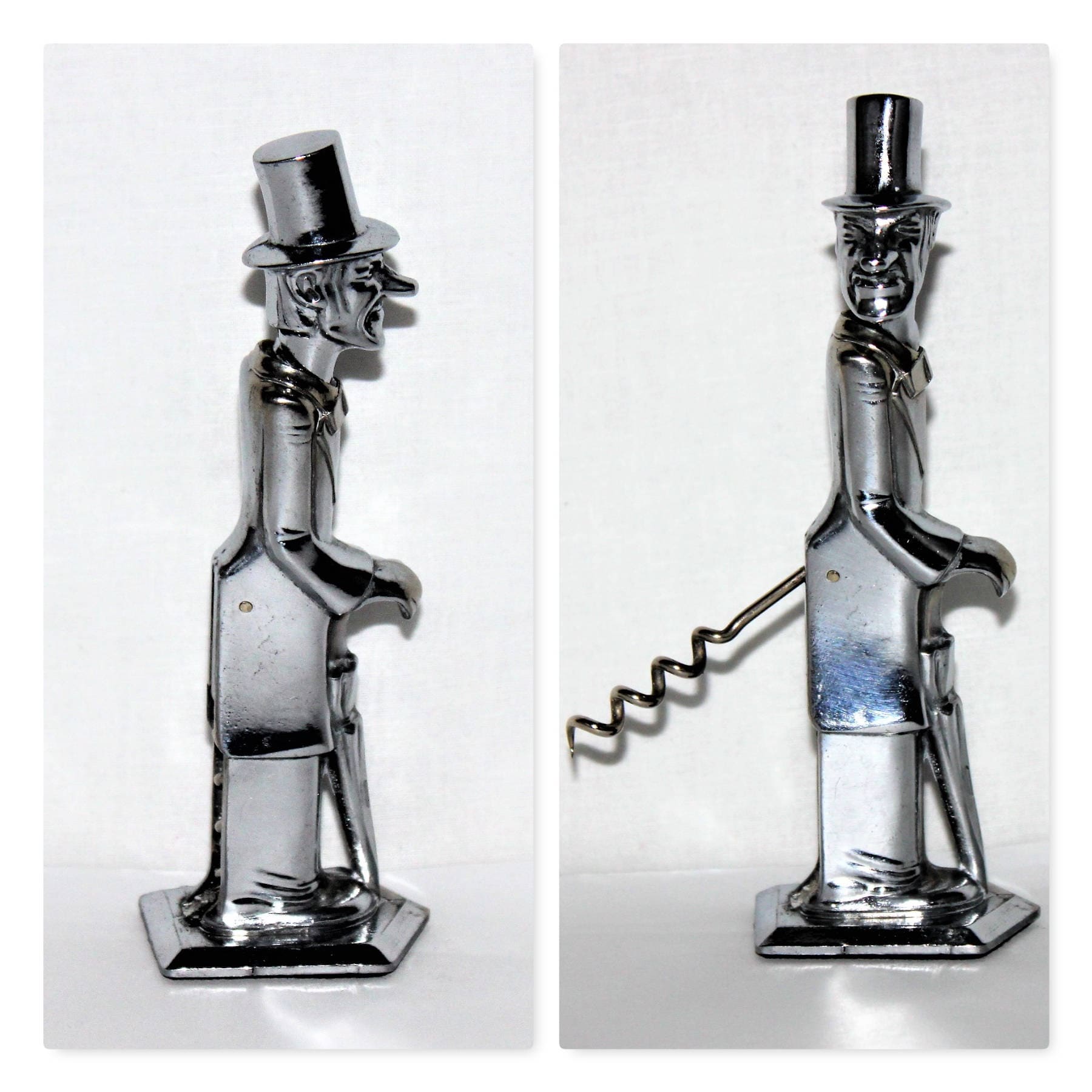 Prohibition Era 1935 Old Snifter Corkscrew, Made by Negbaur of New York, Head Turns to Operate