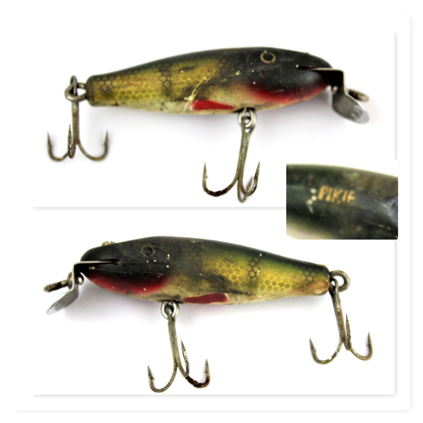 Vintage Fishing Lures, Seven Wooden Fishing Lures