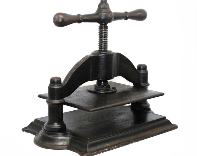Antique English Cast Iron Book Copy Press: Antique Bookbinding Tool for Library, Paper Pressing & Display
