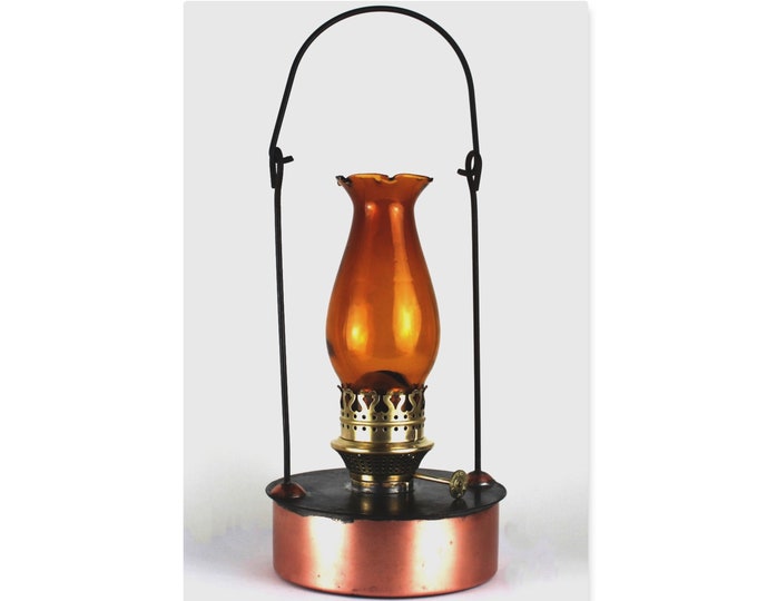 Antique 1900, Edwardian Era British Copper Oil Lamp