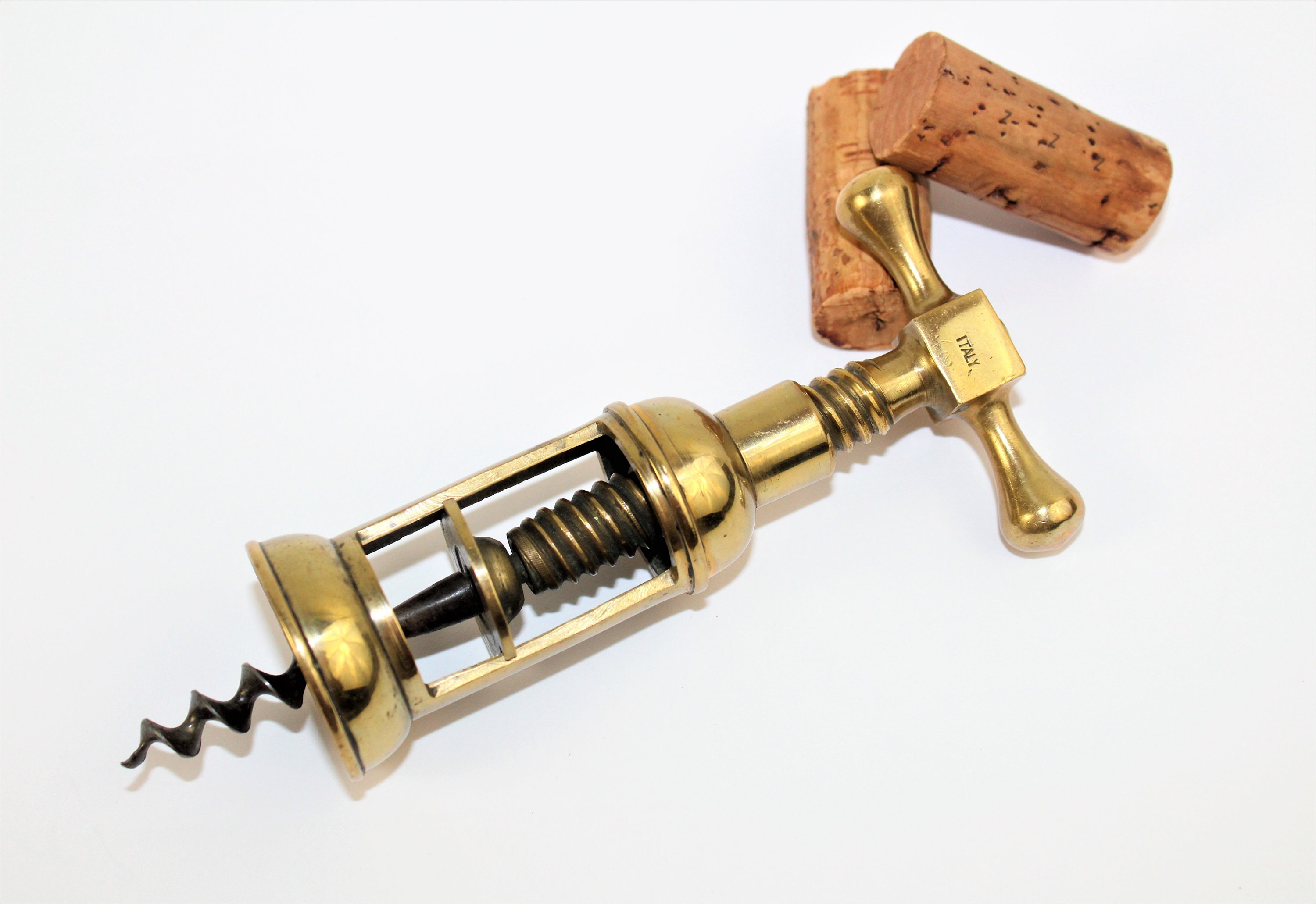Vintage Italian Brass Bottle Opener Corkscrew