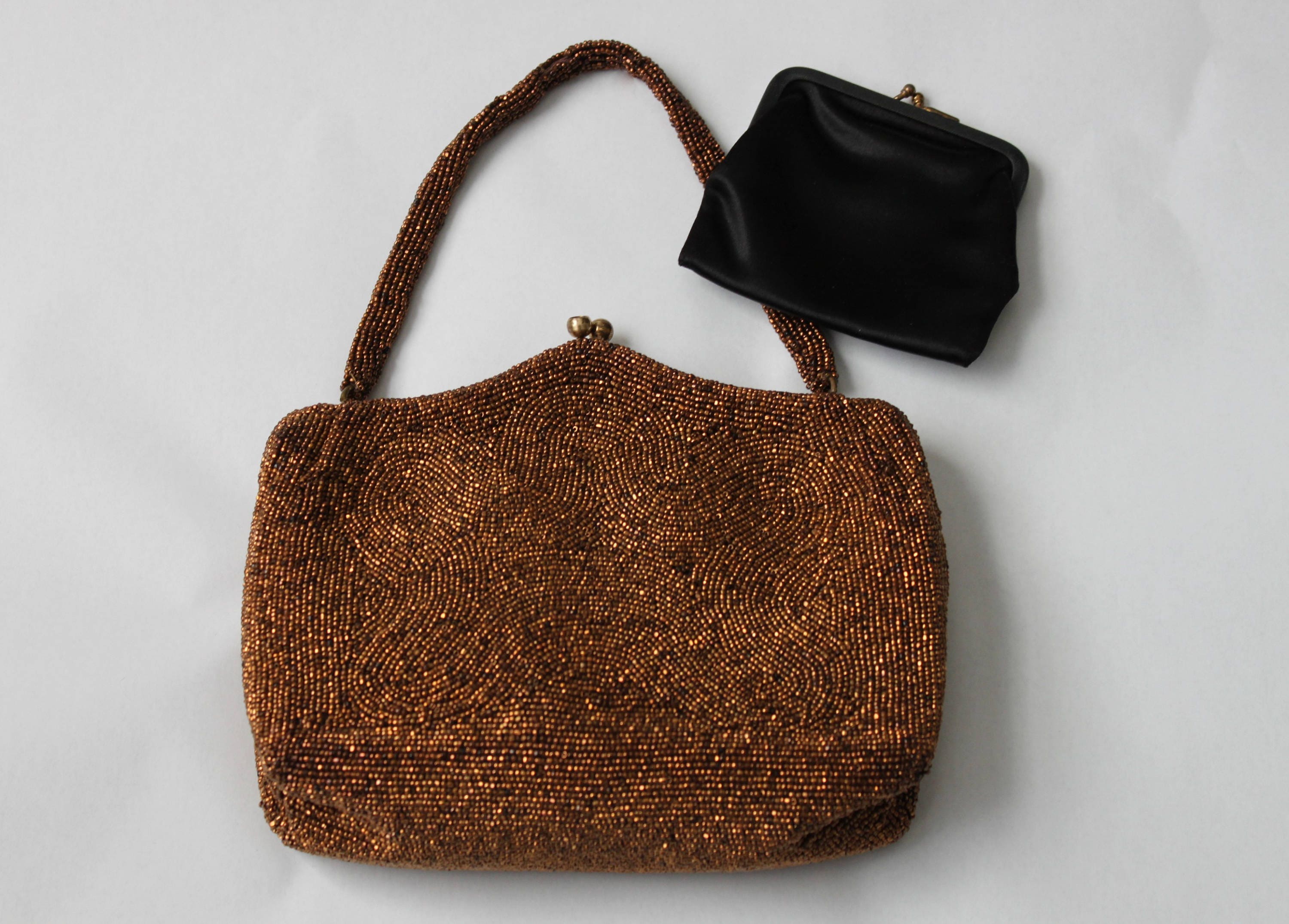 Mid Century Purse, 1955 Beaded Purse made in Belgium Exclusively for