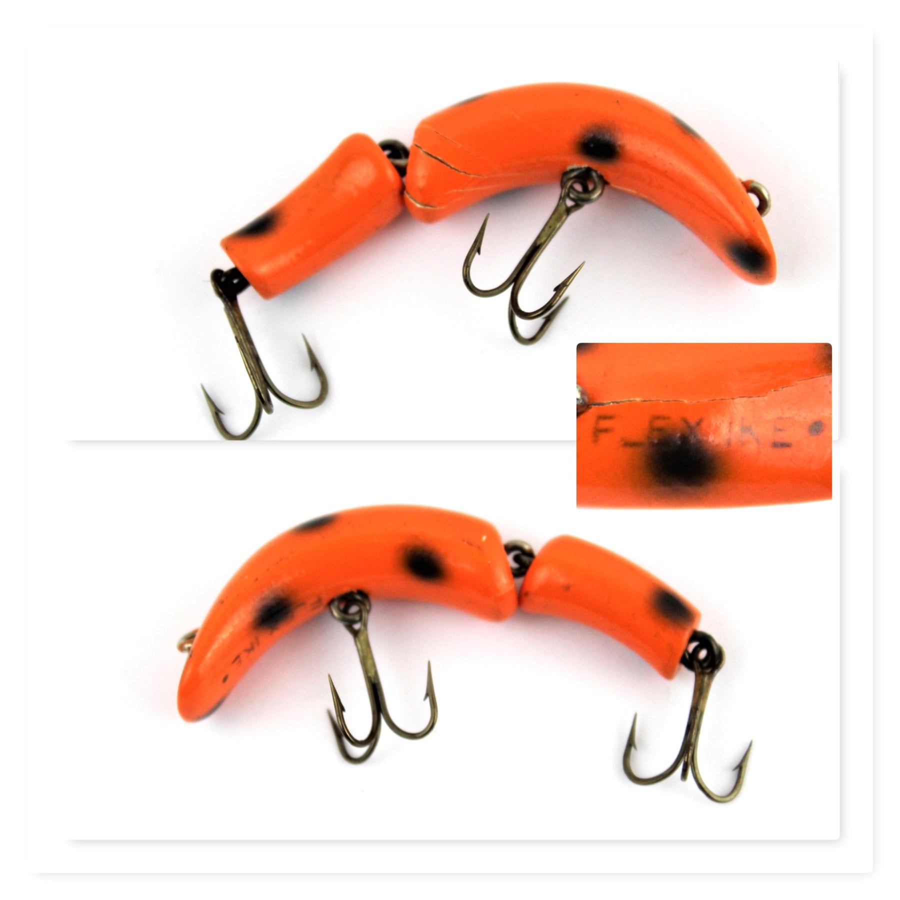 Vintage Fishing Lures, Seven Wooden Fishing Lures