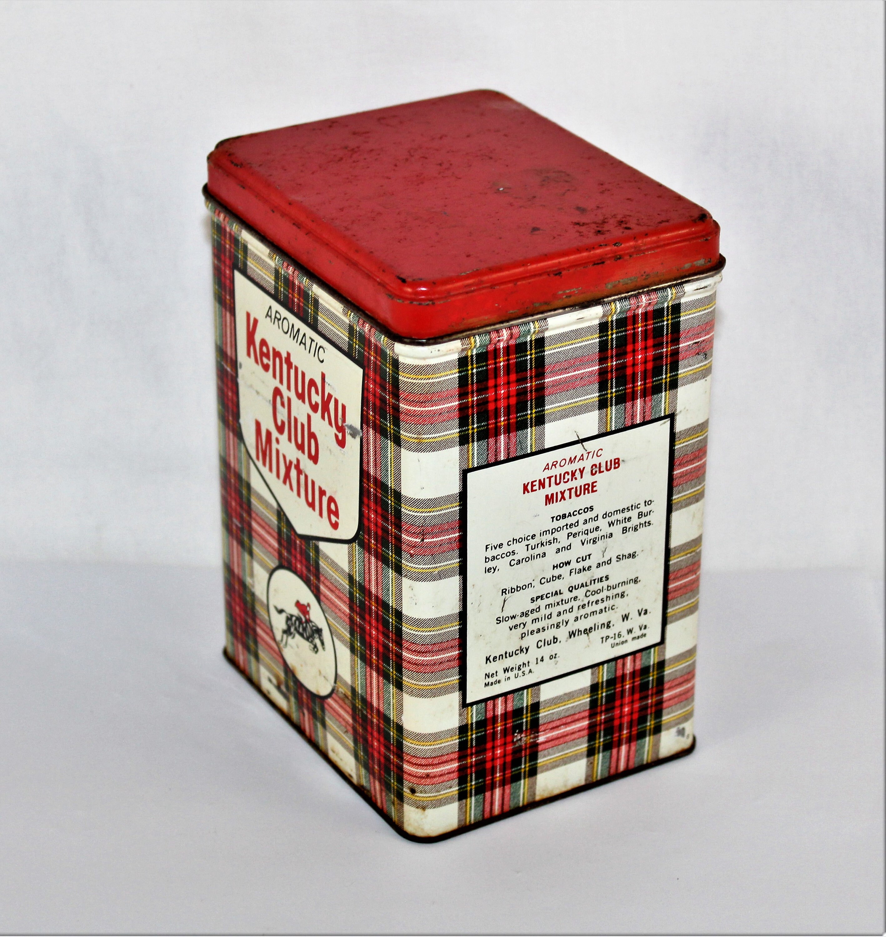 Vintage 1950s Kentucky Club Mix Tobacco Tin, Old Tobacco Tin