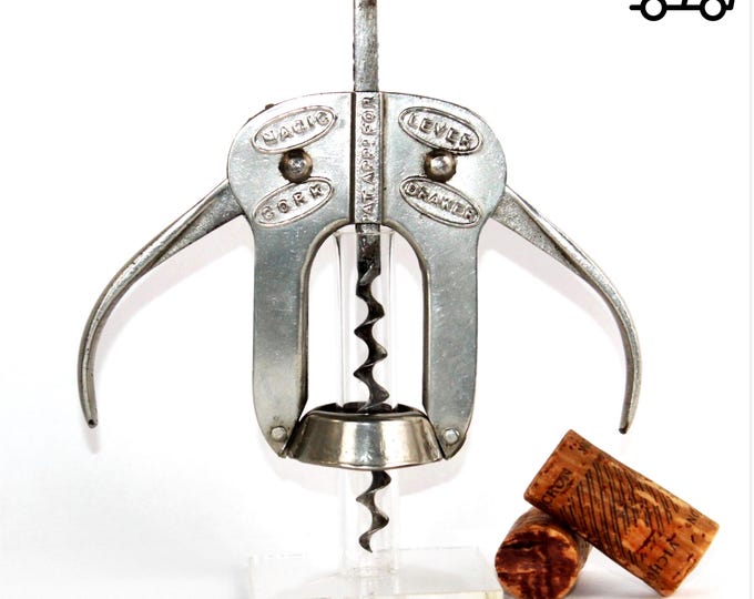 Antique English Magic Lever Cork Drawer, Corkscrew, Wine Bottle Opener