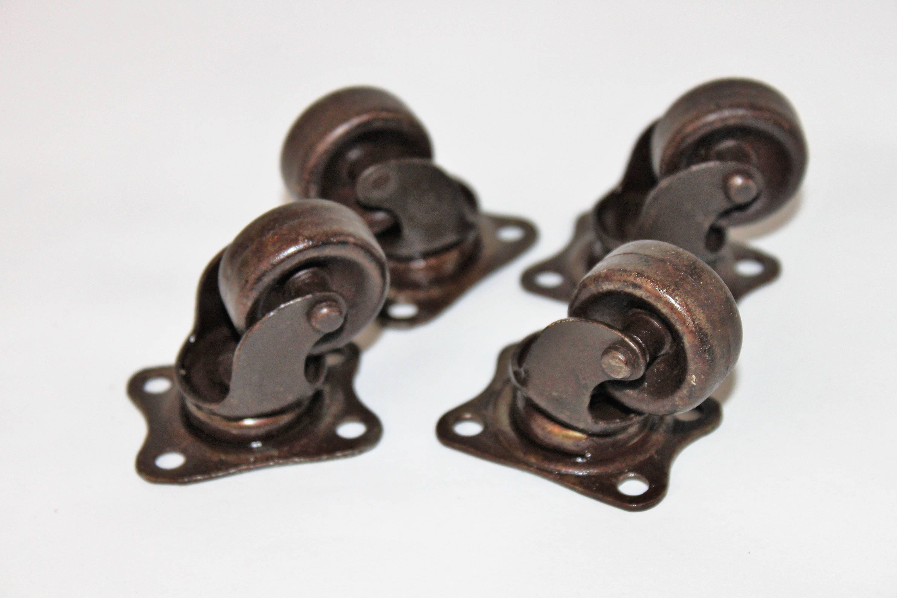 Set of Four Vintage Metal Swivel Castor / Caster Wheels, Furniture