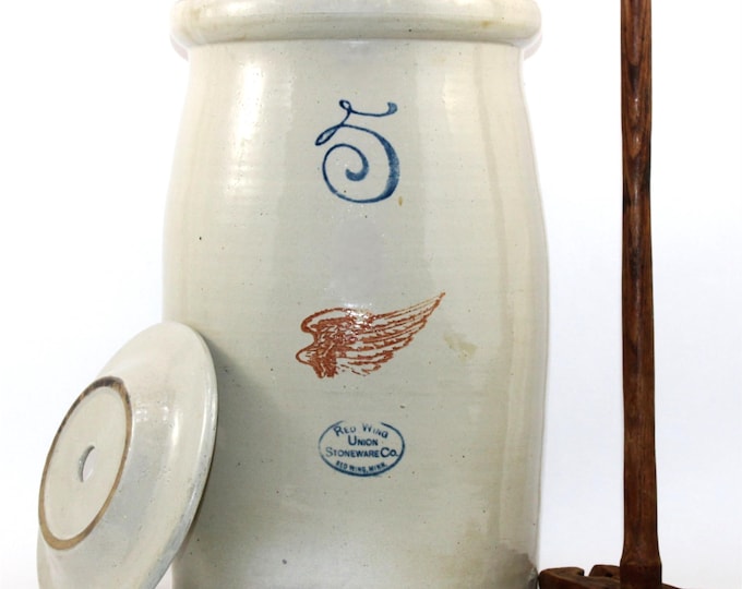 Antique RARE 1917 Red Wing Five Gallon Butter Churn,4-inch Wing