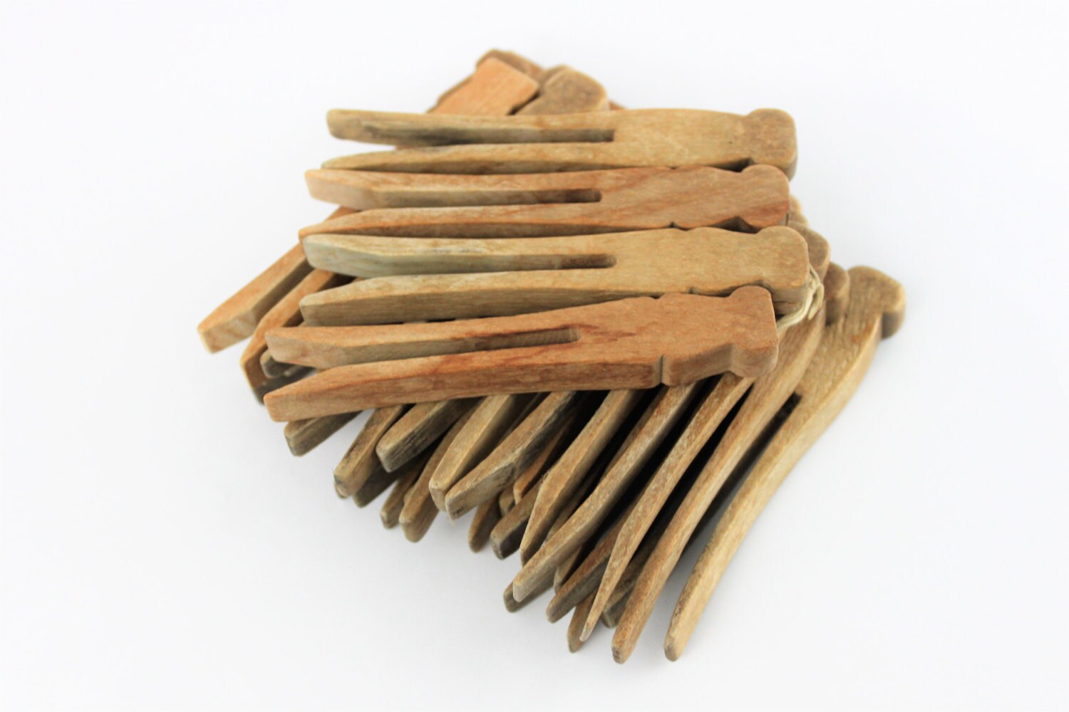 Vintage Clothespins, Set of 25, Antique Clothespins, Flat Wood