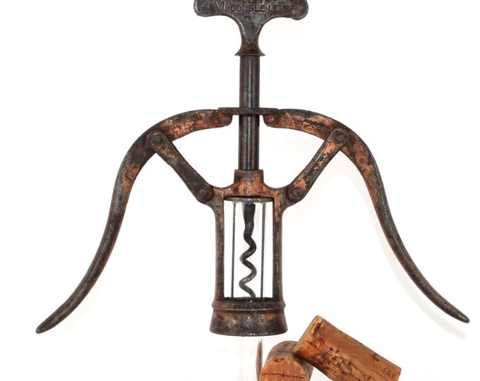 Antique 1888 James Heeley Double Lever Corkscrew - Antique Wine Opener Barware Collectible