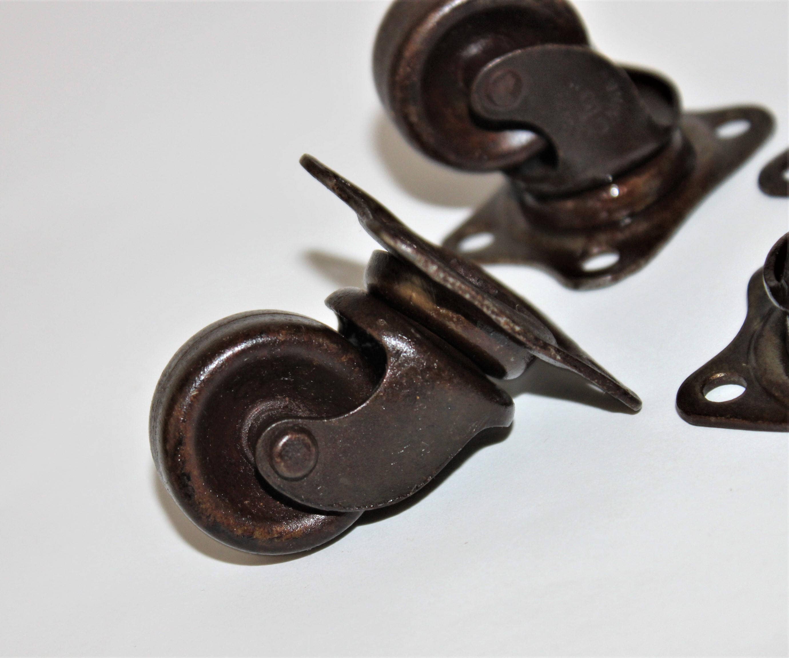 Set of Four Vintage Metal Swivel Castor / Caster Wheels, Furniture