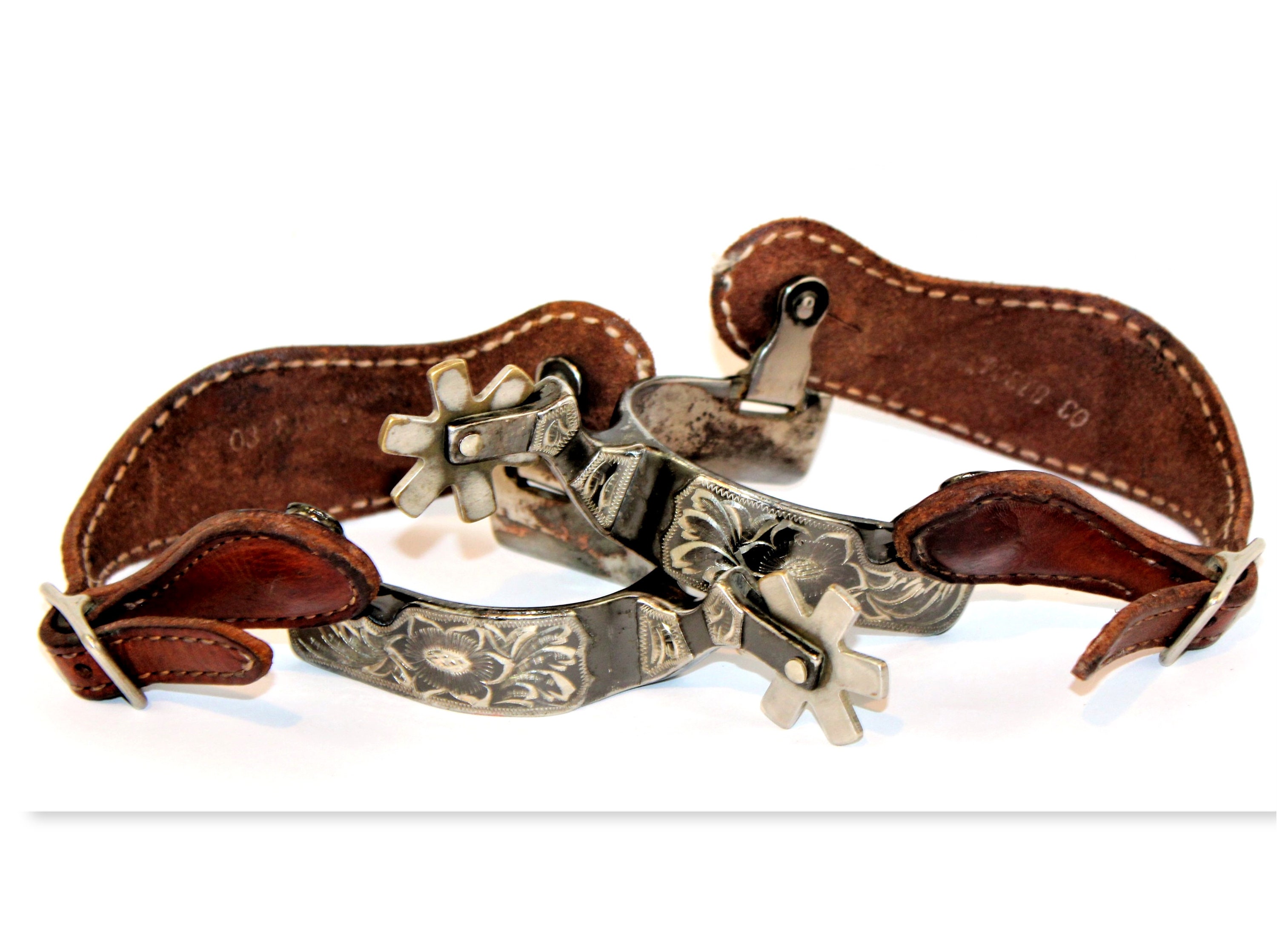 HEEPDD 1 Pair Adult Western Style Spur Straps Leather Belt Handmade