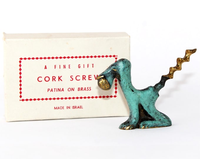 1950s Airedale Terrier Dog Corkscrew in Original Box - Hakuli Israel Figural Barware Collectible