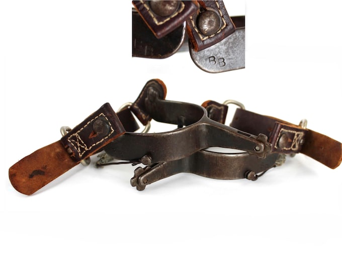 Vintage Bob Blackwood Cowboy Spurs with Leather Straps: Authentic Western Rodeo Memorabilia